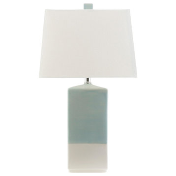 Malloy Table Lamp by Surya, Blue/White/Beige Shade