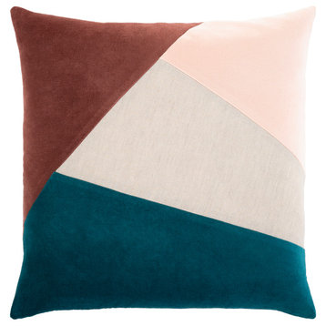 Moza MZA-001 Pillow Cover, Garnet/Navy, 22"x22", Pillow Cover Only