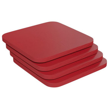 4-Pack Red Poly Resin Wood Seats With Rounded Edges