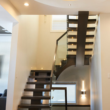 modern standoff glass railing
