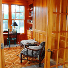 wood paneled study