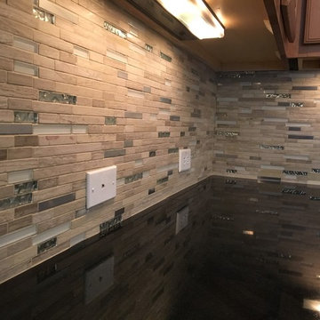 KITCHEN - Backsplash / Island - Mosaic Linear Stone, Glass, Metal