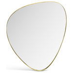 Meridian Furniture - Finch Glass Mirror With Iron Frame, Brushed Gold, 24" H - Count on this Finch gold mirror to reflect your good taste and remarkable style. This artfully designed mirror brings a bit of the art gallery to your home space with its unique shape and simple design. An iron metal frame with a brushed gold finish ensures an eye-grabbing look that instantly draws attention from the moment family and friends enter your room. Use it as a standalone focal point on a large wall or hang it above a bathroom vanity or dressing table for added oomph.
