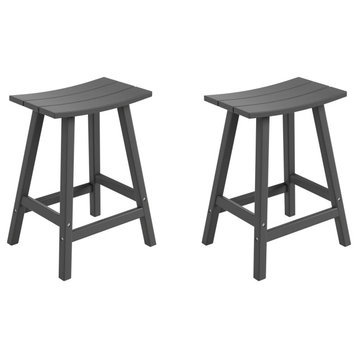 WestinTrends 2PC 24" Outdoor Adirondack Backless Counter Stool Set, Gray