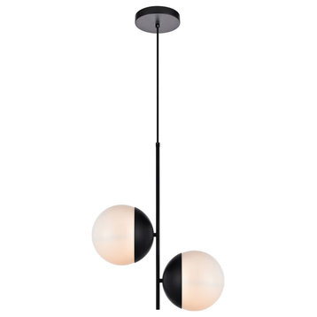 Eclipse 2-Light Pendant, Black And Frosted White