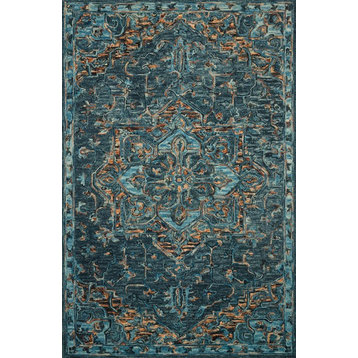 Loloi Victoria Hooked Vk-15 Teal / Multi 5'-0" X 7'-6" Rectangle