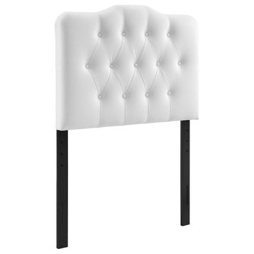 Annabel Twin Tufted Faux Leather Headboard, White