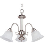 Maxim Lighting International - Malaga 3-Light Chandelier, Satin Nickel, Marble - Shed some light on your next family gathering with the Malaga Chandelier. This 3-light chandelier is beautifully finished in oil rubbed bronze with marble glass shades. Hang the Malaga Chandelier over your dining table for a classic look, or in your entryway to welcome guests to your home.