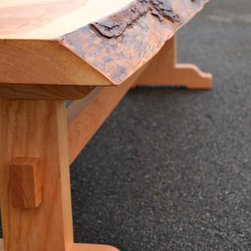 Live Edge Cherry Bench with Trestle Base - Dining Benches