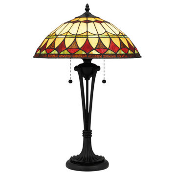 Luxury Western Tiffany Table Lamp, Matte Black, UQL7006