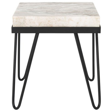 Adelle Stone Top Accent Table Multi Gray Stone/Black