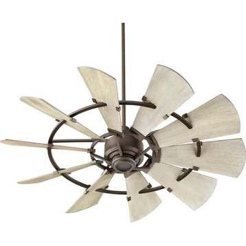 Quorum Windmill 52" Outdoor Ceiling Fan 95210-86 - Oiled Bronze w/Weathered Oak