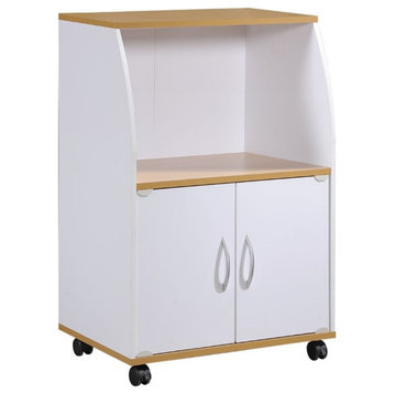 Pemberly Row Microwave Kitchen Cart in White