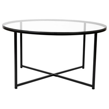 Greenwich Collection Coffee Table - Modern Clear Glass Accent Table with...