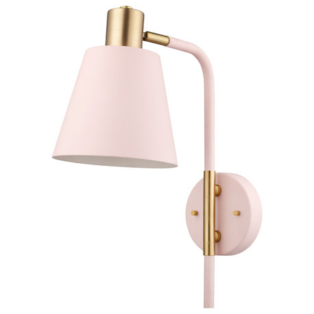 Novogratz x Globe Cleo 1-Light Blush Pink Plug-In or Hardwire Wall Sconce