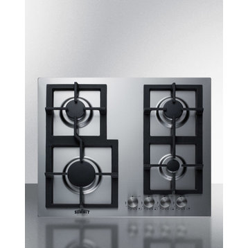 24" Wide 4-Burner Propane Gas Cooktop, Stainless Steel