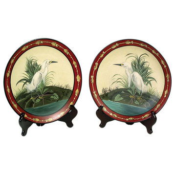 Pair of 10 Inch Diameter Heron Decorative Plates