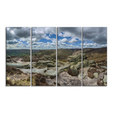 "Clouds And Stones Under Wild Clouds" Landscape Wall Art, 4 Panels, 48"x28"