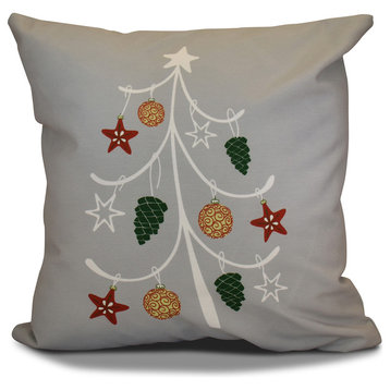 Decorative Outdoor Holiday Pillow Geometric Print, Gray, 18"x18"