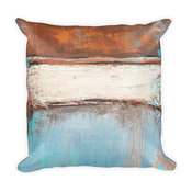 Copper and Blue Throw Pillow