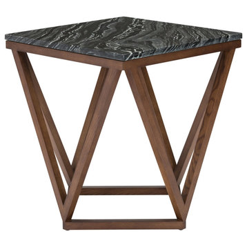 Jasmine Black Wood Vein Stone Side Table, HGYU162