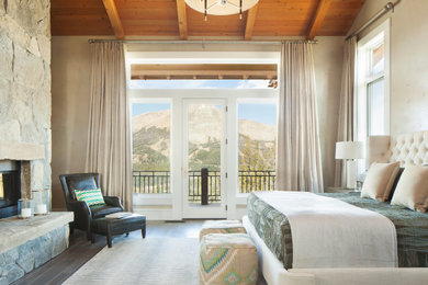 Example of a mountain style bedroom design in Other