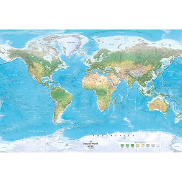 Natural World Physical Map Decal, Peel and Stick, 1-Panel, 89"x60"