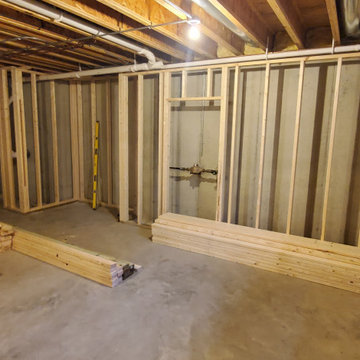 Finished basement framing process