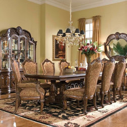 "Michael Amini" Vintage Fruitwood Dining Set, Windsor Court Collection - Furniture