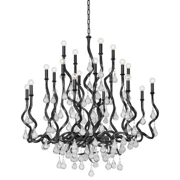 20 Light Chandelier-48.75 Inches Tall and 48 Inches Wide-Black Silver Leaf