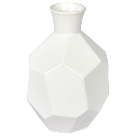 Vickerman 10" White Ceramic Geometric Bottle