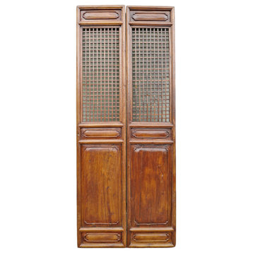 Consigned Pair of Tall Elm Wood Screen Doors