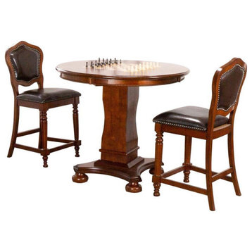 Sunset Trading Bellagio 42" 3-Piece Wood Dining/Chess/Poker Table Set in Cherry