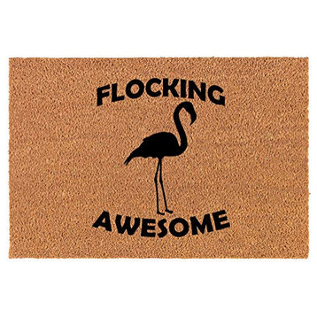 Coir Doormat Flocking Awesome Flamingo Funny (30" x 18" Standard)