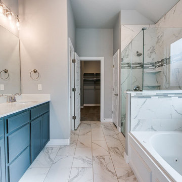 Marble-Detailed Tiles Bathroom Renovation in Mountain View, CA