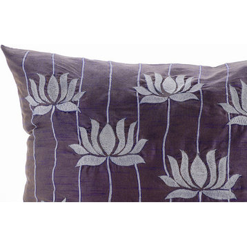 Purple Lotus Flower Pillows Cover, Art Silk 18x18 Pillow Covers, Two Tone Lotus