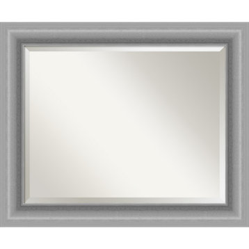 Peak Polished Nickel Beveled Bathroom Wall Mirror - 34 x 28 in.