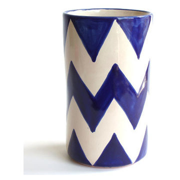 Blue Chevron Wine Bottle Holder