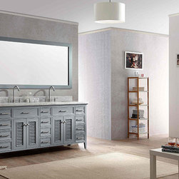 73 inch Cottage Double Sink Bathroom Vanity Set in Grey Finish - Bathroom Vanities And Sink Consoles
