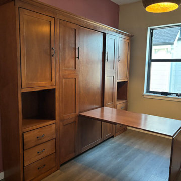 Shaker Queen Murphy Wall Bed with Hidden Fold Down Panel Desk