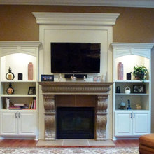 built ins next to fireplace
