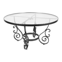 San Cristobal 48"Rd. Glass Top Dining Table - Outdoor Dining Tables