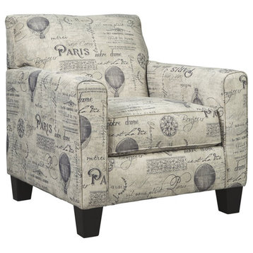 Ashley Nesso French Script Accent Chair in Gray and Cream