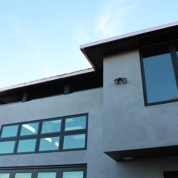 sectional 4x5 Box Gutters, 16 ounce Copper, Modern Home in Manhattan Beach, CA.