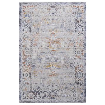Area Rug Bronze & Blue Vintage-Inspired by Tufty Home, Ivory / Grey, 2'2'' X 8'