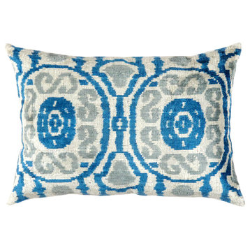 Pasargad Silk Velvet Ikat Pillows, 16"x24"