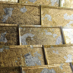 2x4 Glossy Glitter Gold Sky Subway Glass Mosaic Tiles - Home Accessories & Decor
