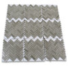 Herringbone Athens Grey Marble Mosaic Tile Haisa Dark Polished 1x3", 1 sheet