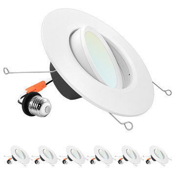 Luxrite 5/6" Gimbal LED Recessed Light 11W 5 Color Options 6 Pack