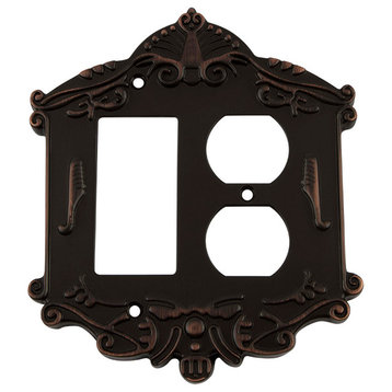 NW Victorian Switch Plate With Rocker and Outlet, Timeless Bronze